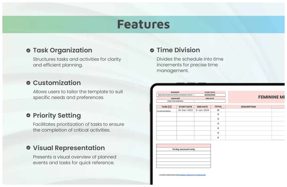 Schedule Template in Excel, Google Sheets - Download | Template.net