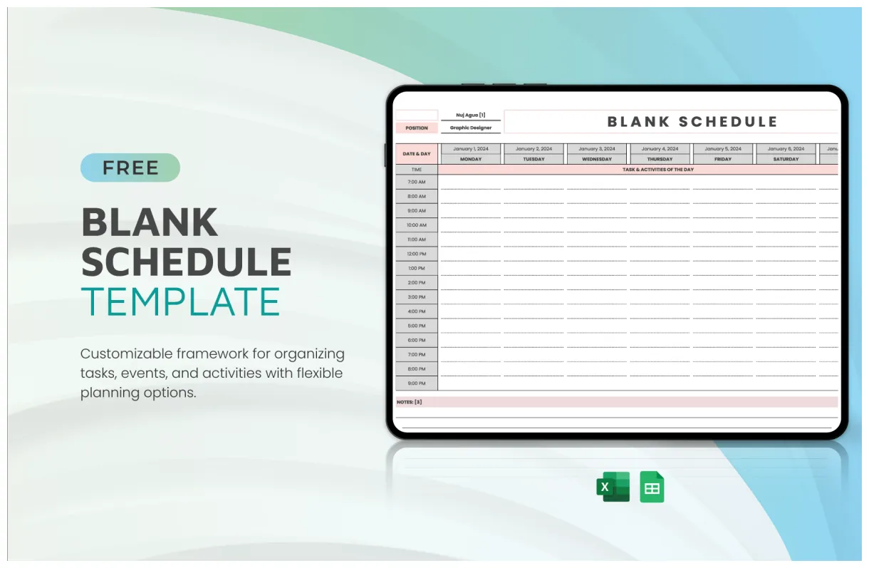 Schedule Template in Excel - FREE Download | Template.net