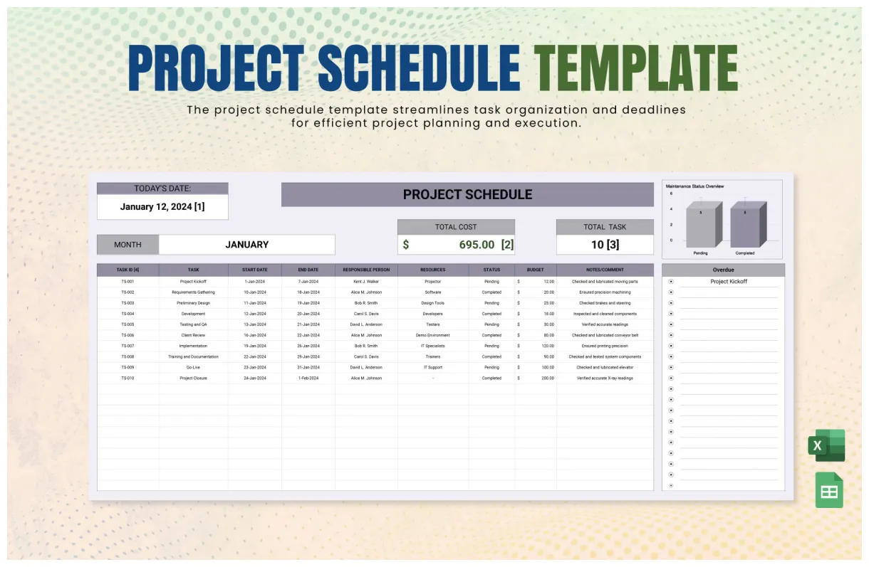 Delivery Schedule Template in Excel, Google Sheets - Download