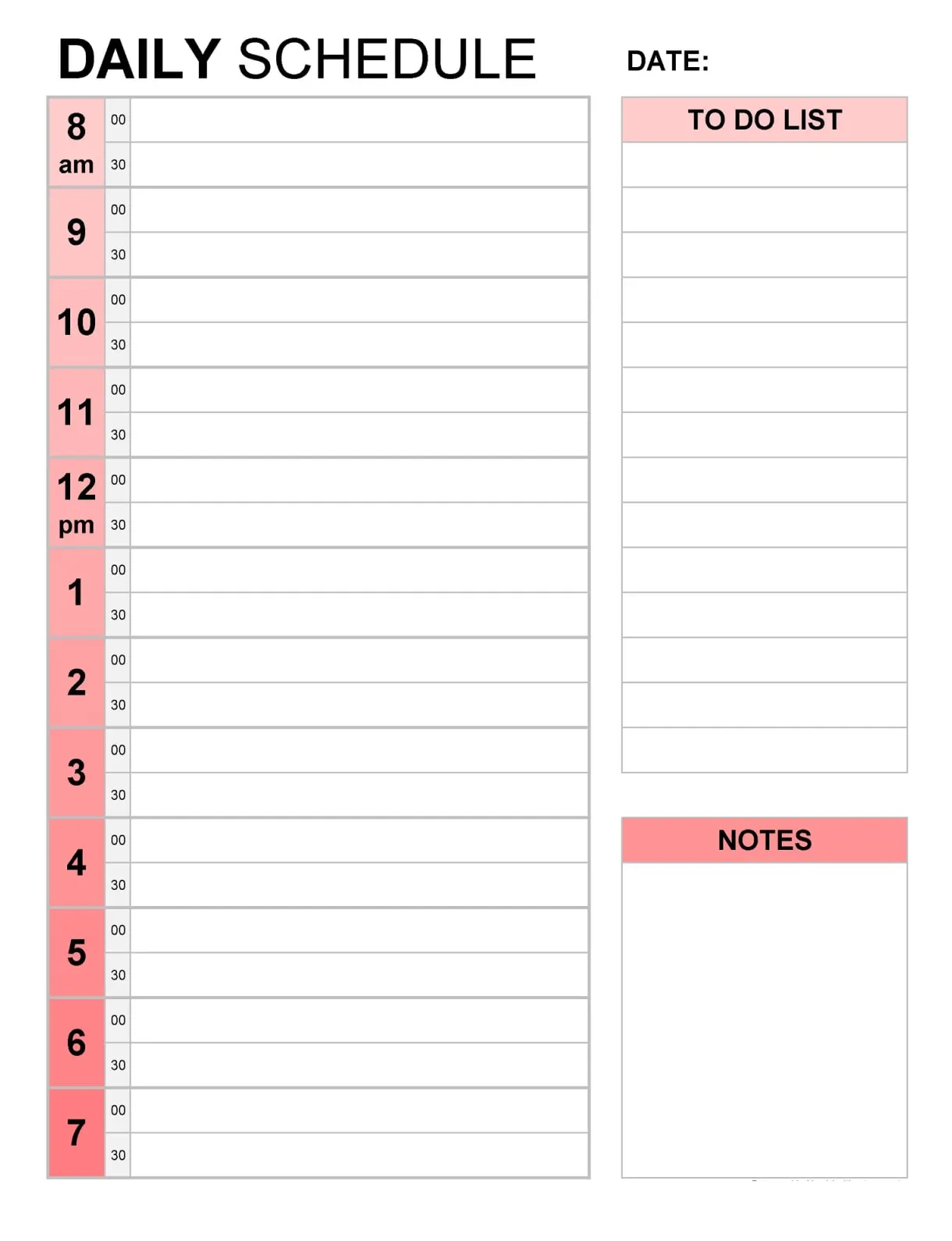 Printable Daily Schedule Template Free – Free download and print for you.