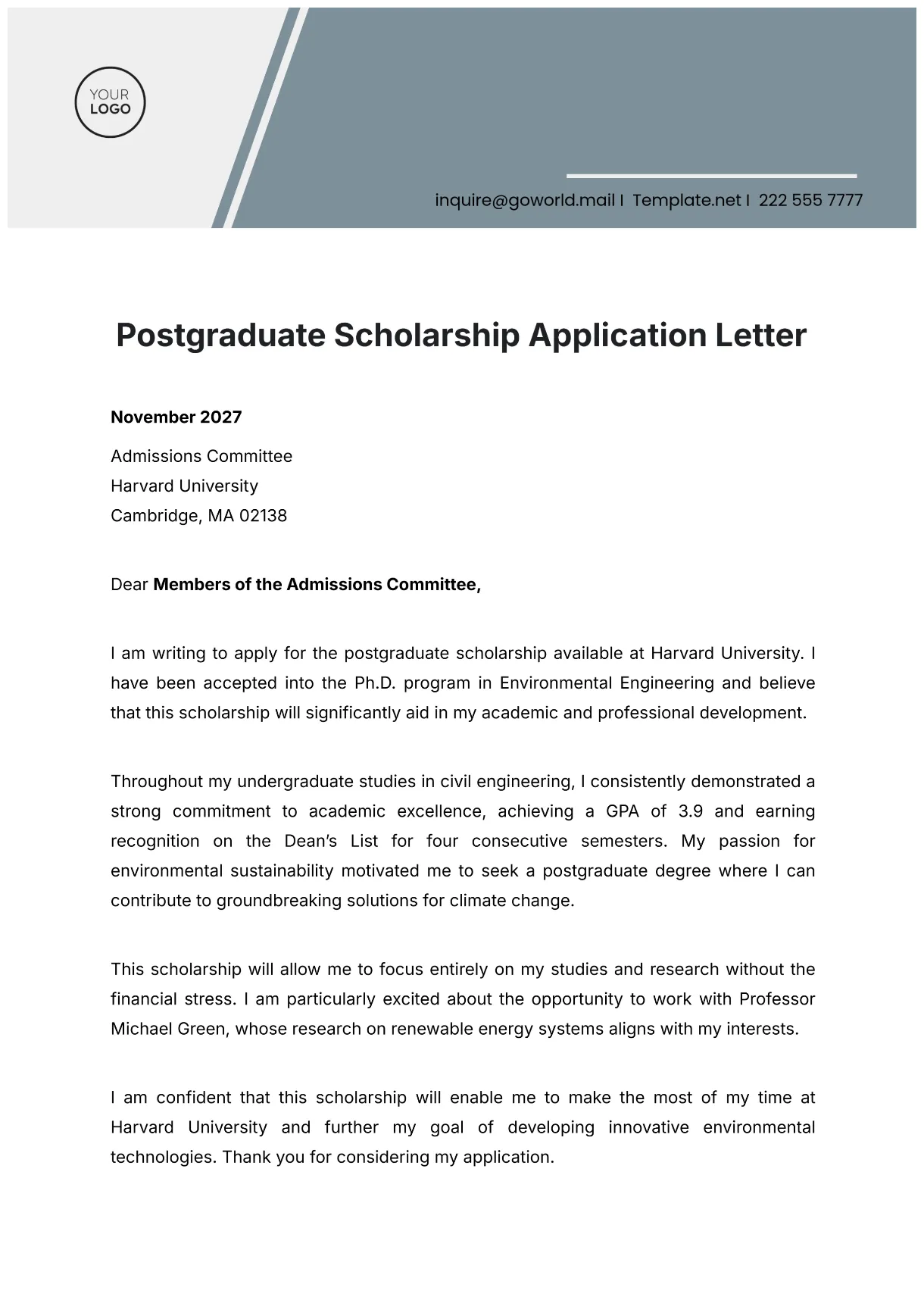 Free postgraduate template to edit online