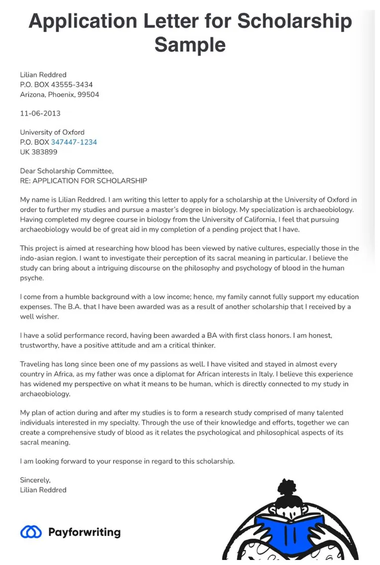 Letter of application sample application for scholarship lettern