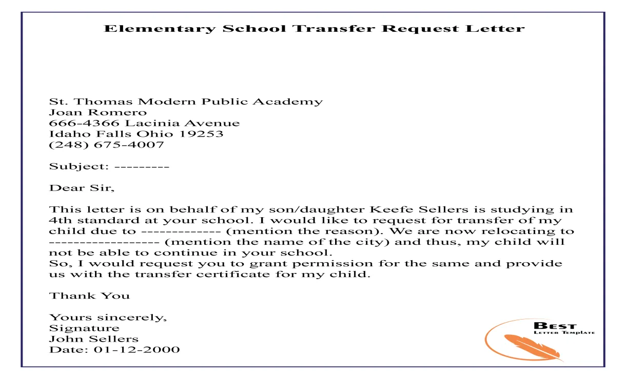 Elementary -01 best letter template