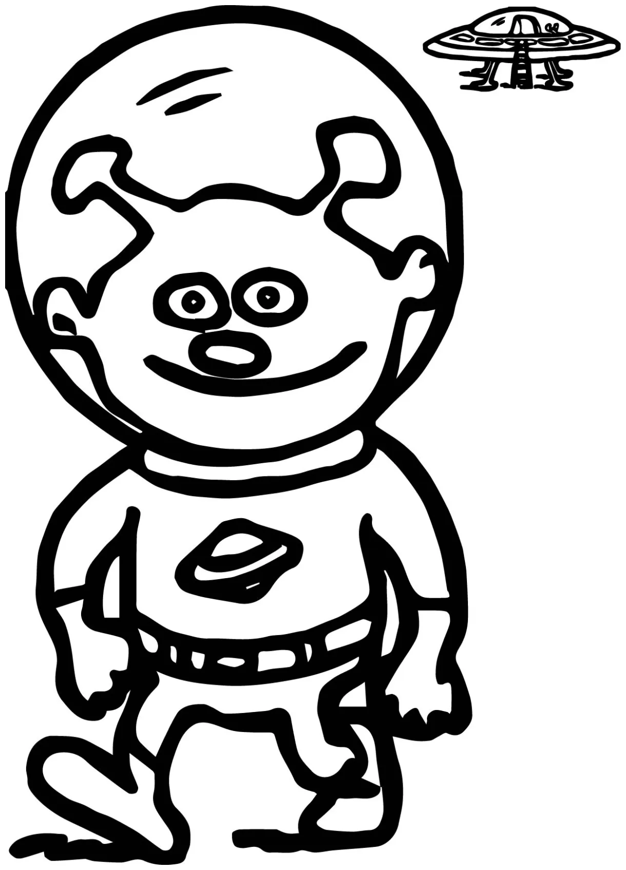 Sci fi alien spaceman and ufo coloring page wecoloringpage