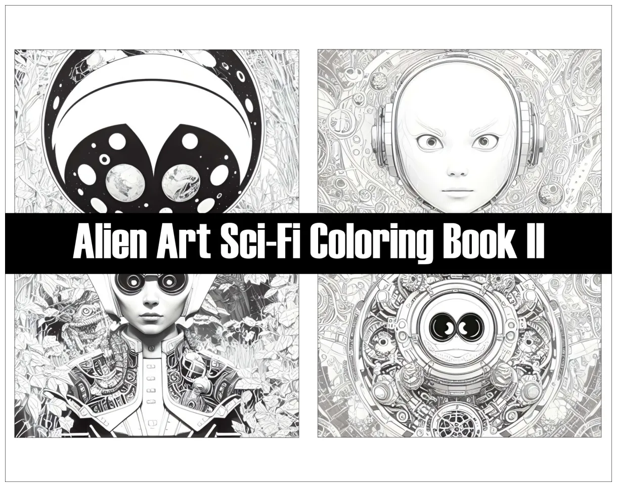 Alien art sci-fi coloring pages for adults science fiction coloring