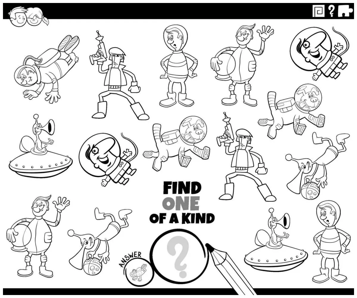 Alien coloring page vector art, icons, and graphics for