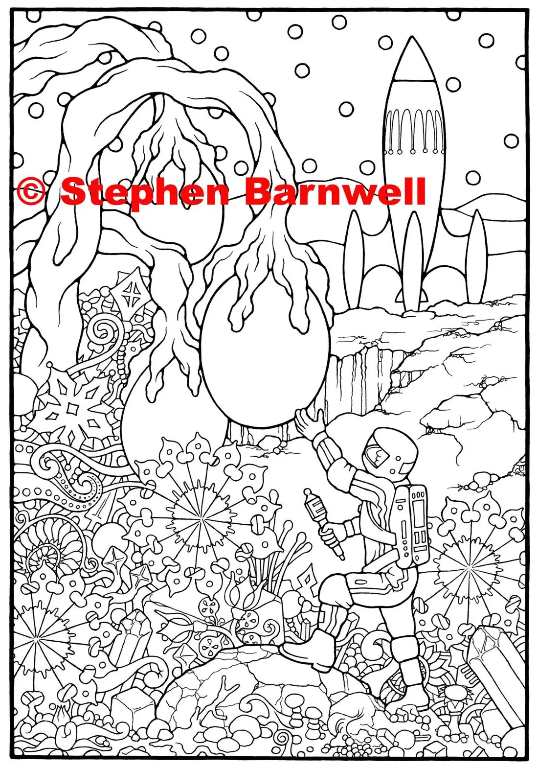 Sci fi coloring page alien jungle adult coloring pages colouring