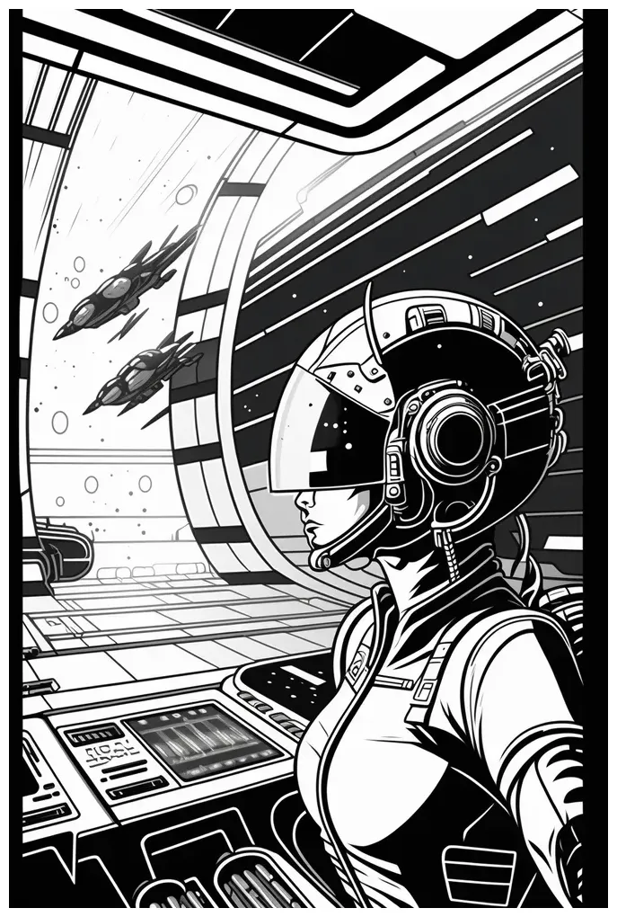 Sci-fi coloring pages midjourney prompt promptbase