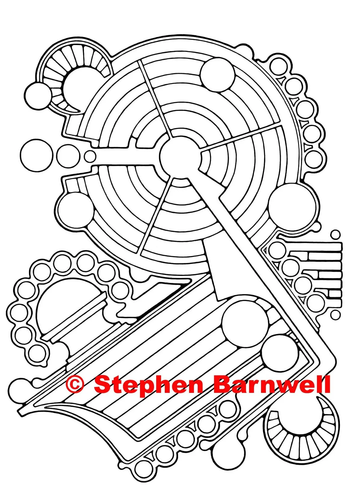Sci-fi adult coloring page alien abstract etsy