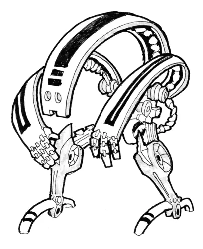 Sci-fi robot curved explorer coloring page free printable coloring