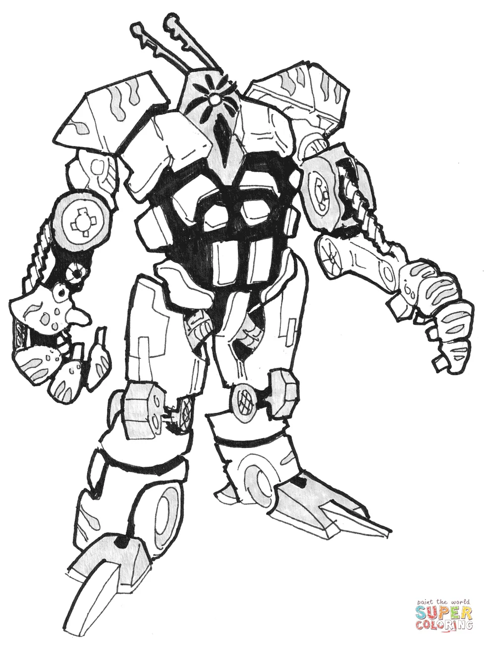 Sci-fi robot tentacle giant coloring page free printable coloring pages