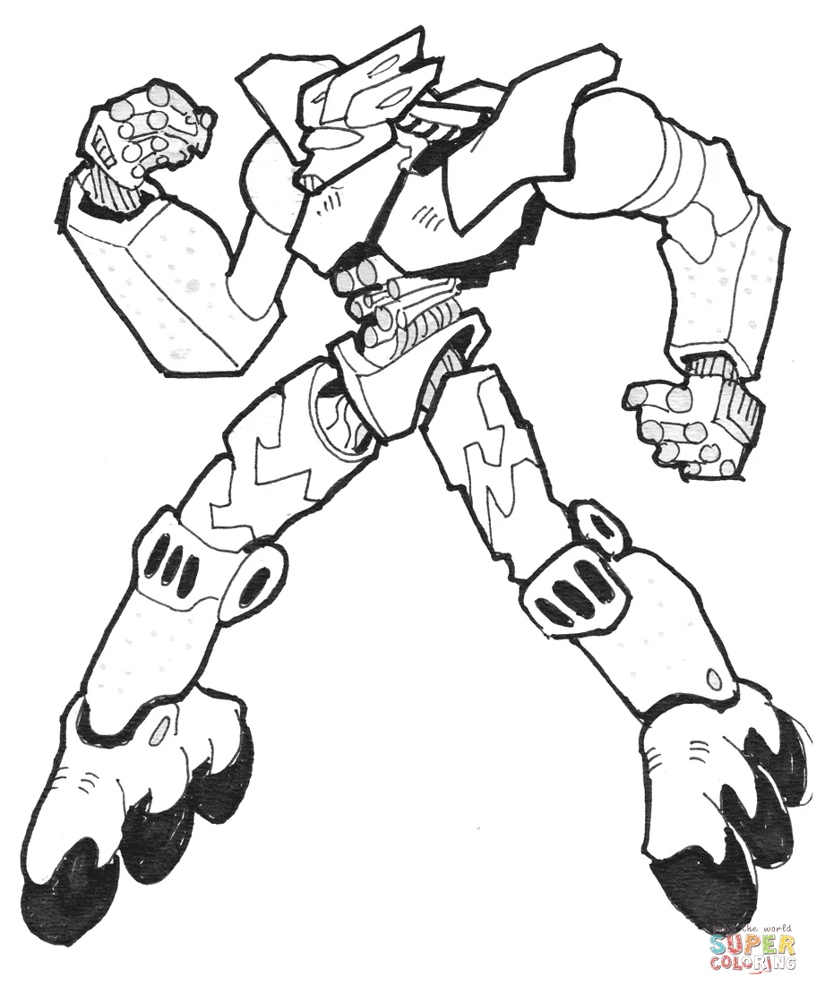 Sci-fi robot fighter bot coloring page free printable coloring pages