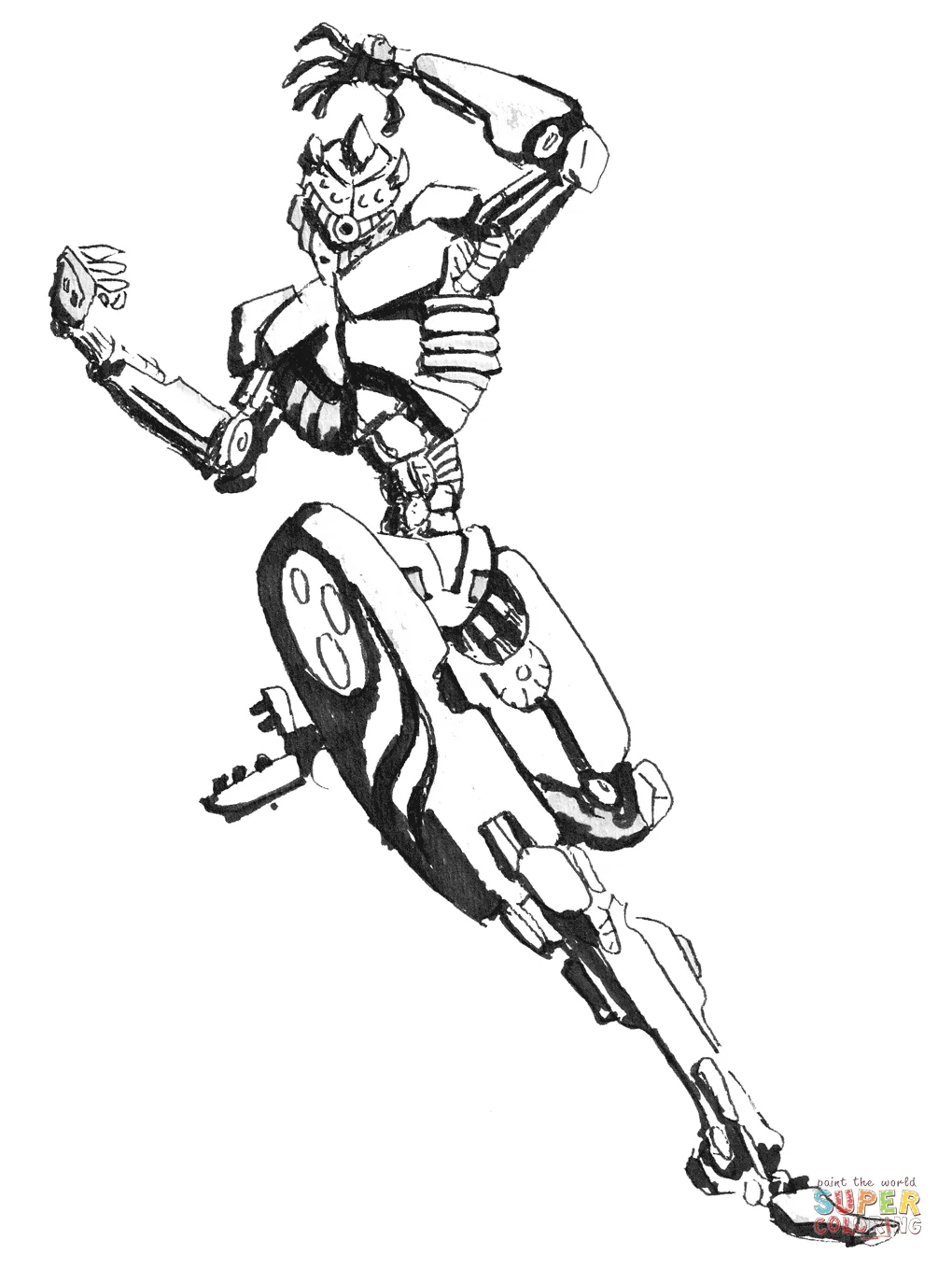 Sci-fi robot fighting assaulter coloring page free printable