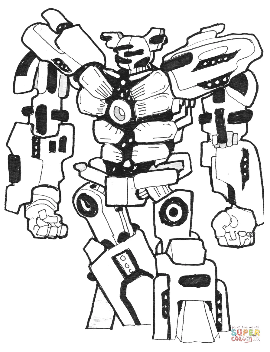 Sci-fi robot armored fighter coloring page free printable coloring