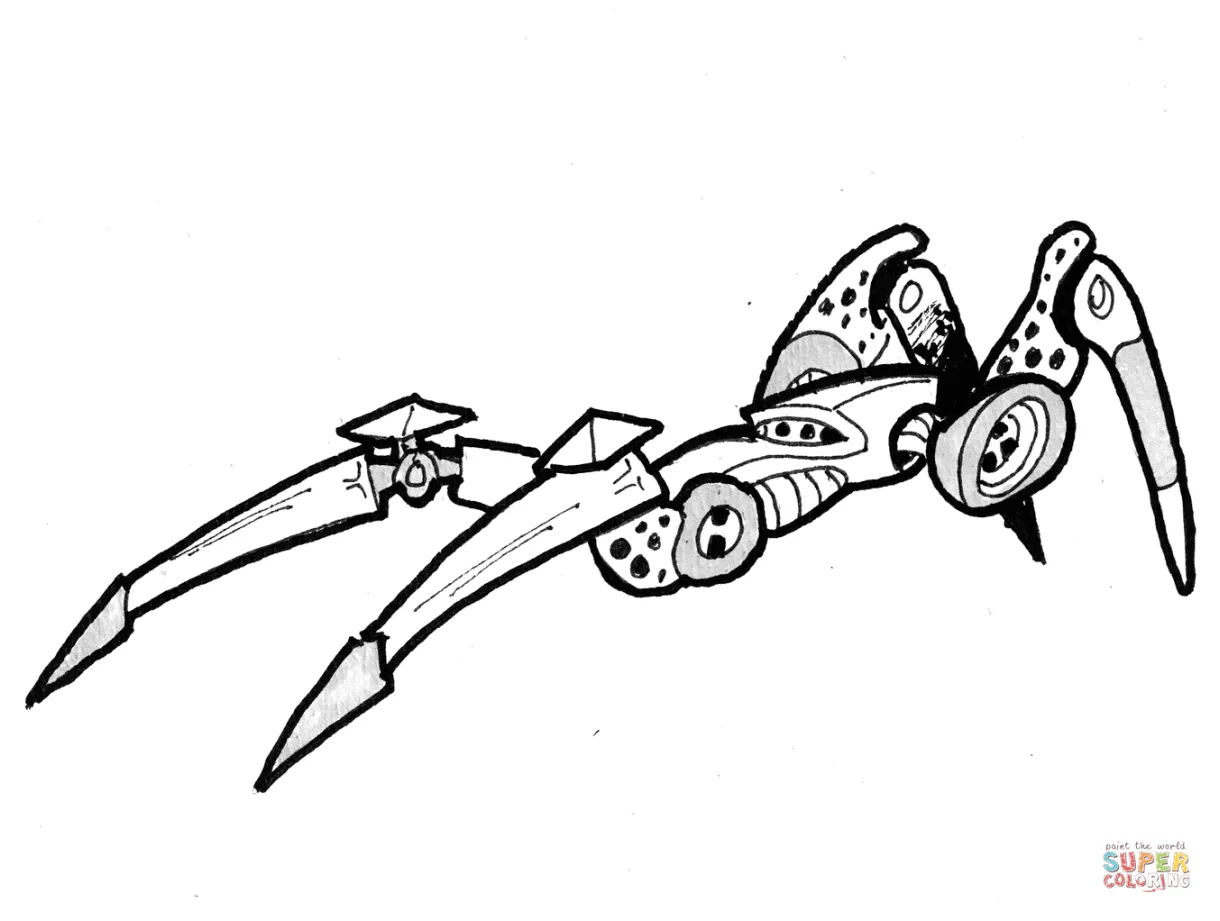Sci-fi robot spidybot crawler coloring page free printable coloring