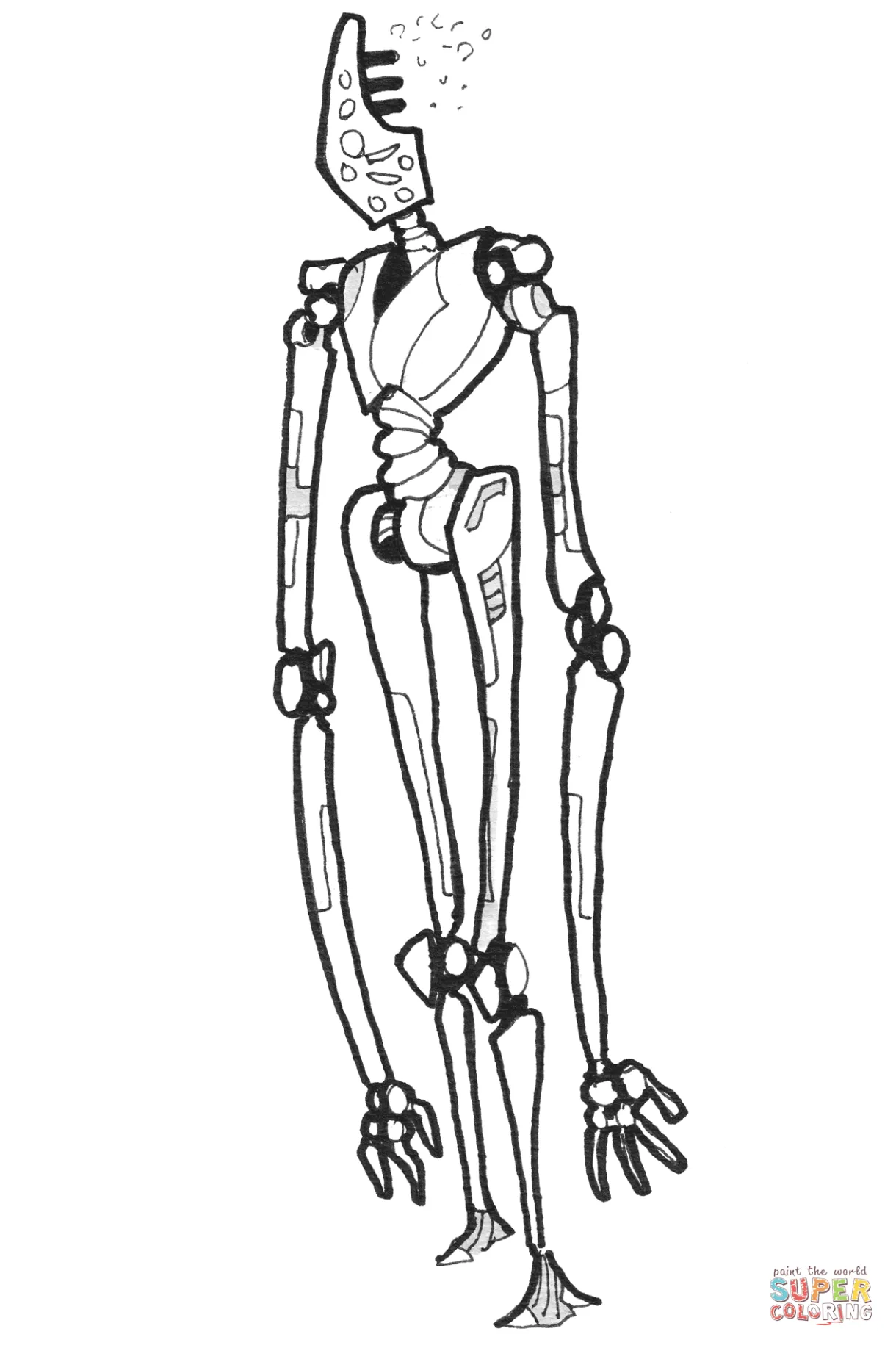 Sci-fi robot slender bot coloring page free printable coloring pages