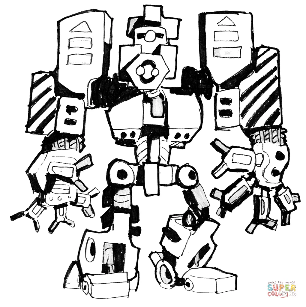 Sci-fi robot industrial bot coloring page free printable coloring pages