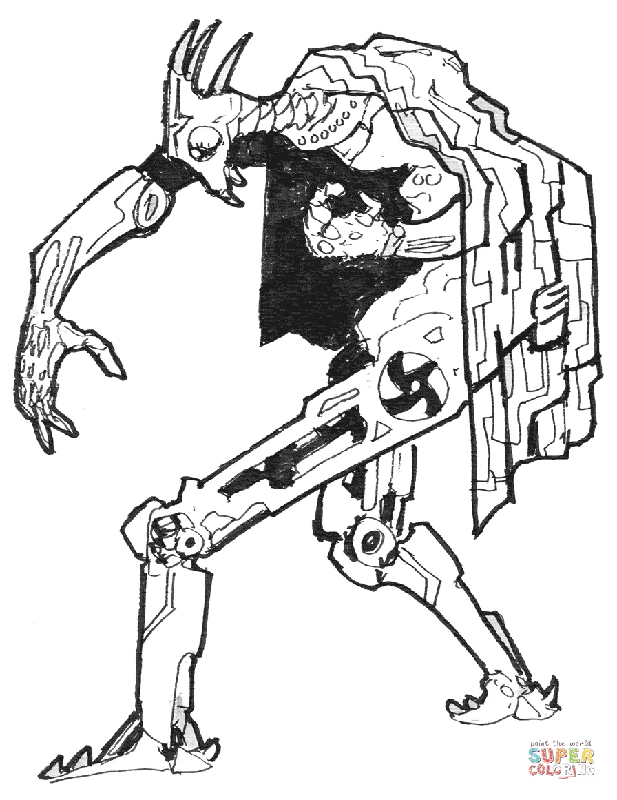 Sci-fi robot chicken head coloring page free printable coloring pages