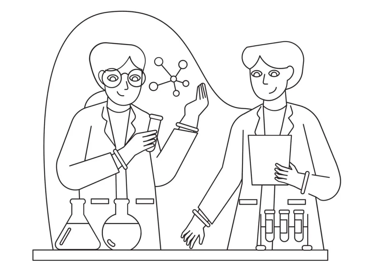 Scientist coloring sheets free + printable
