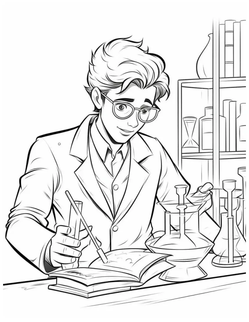 Scientist coloring sheets free + printable