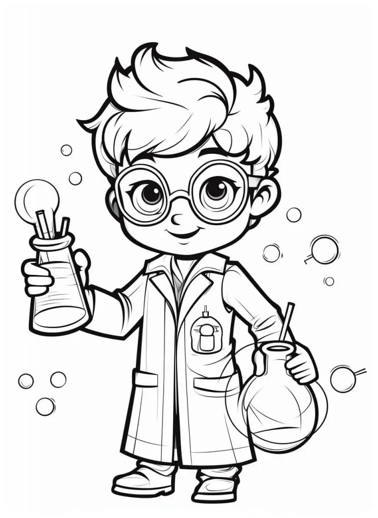 Scientist coloring sheets free + printable