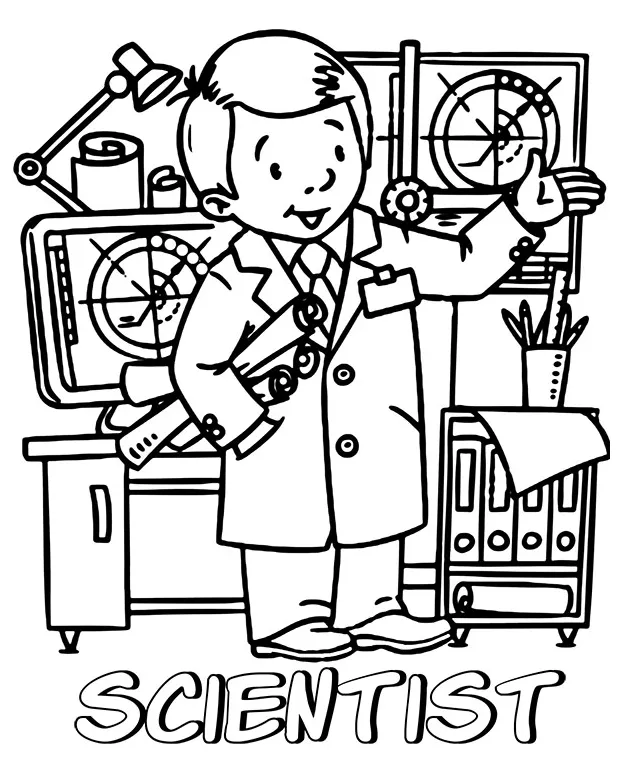 Scientist printable coloring page
