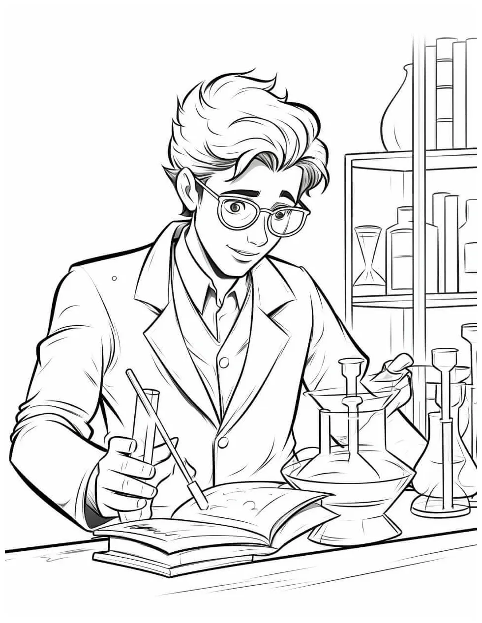 Scientist coloring sheets free + printable