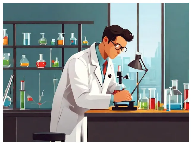 Premium Photo | A drawing of a scientist in a lab coat with a lab coat on