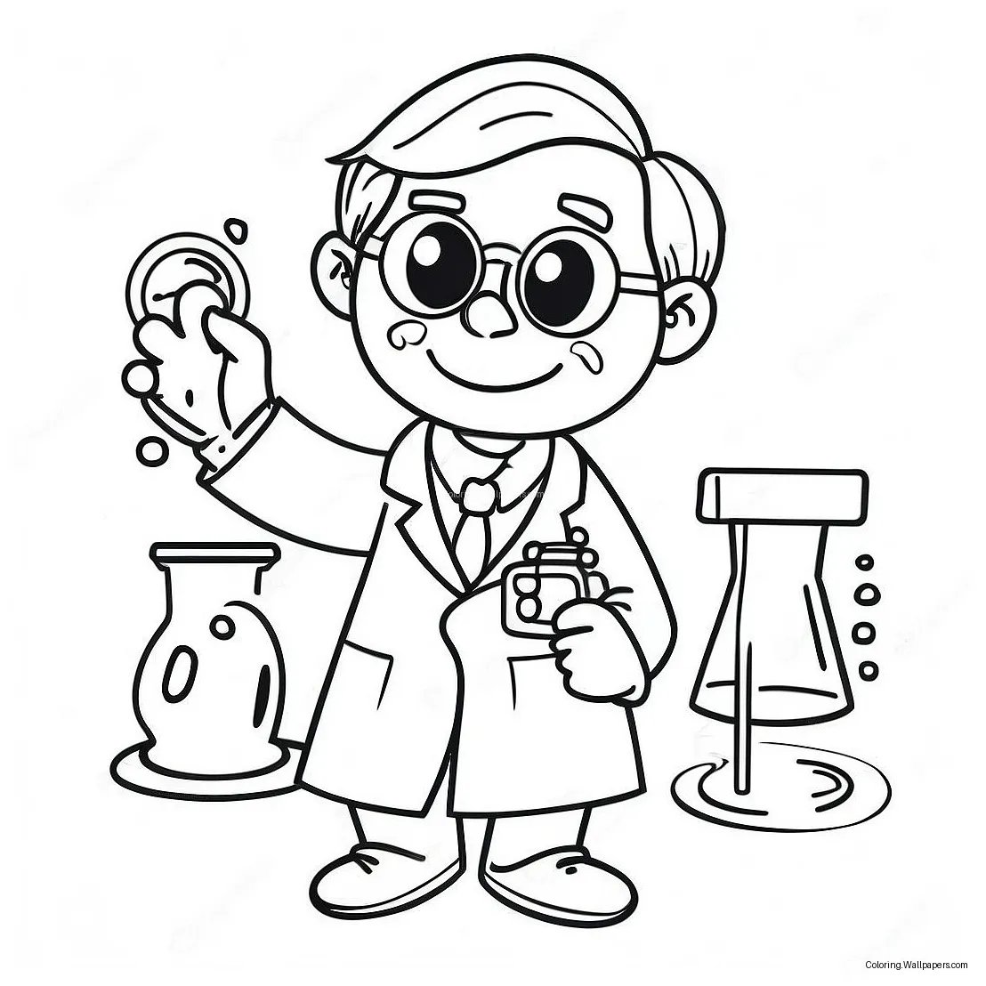 Funny Scientist In Lab Coat Coloring Page (27775-21944)