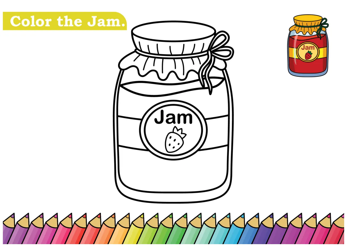 Coloring page for jam vector illustration. kindergarten children
