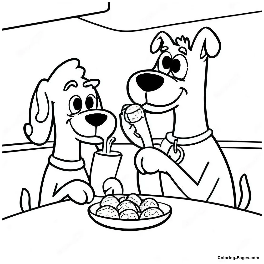 Scooby doo and shaggy eating snacks coloring page coloring-pages