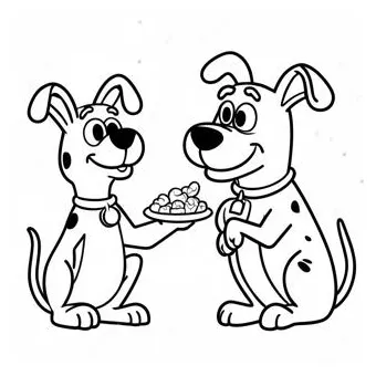 Scooby doo and shaggy eating snacks coloring page coloring-pages