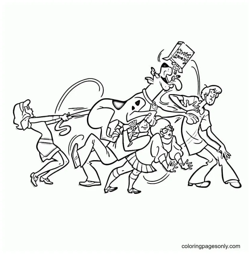 Scooby doo eating coloring page