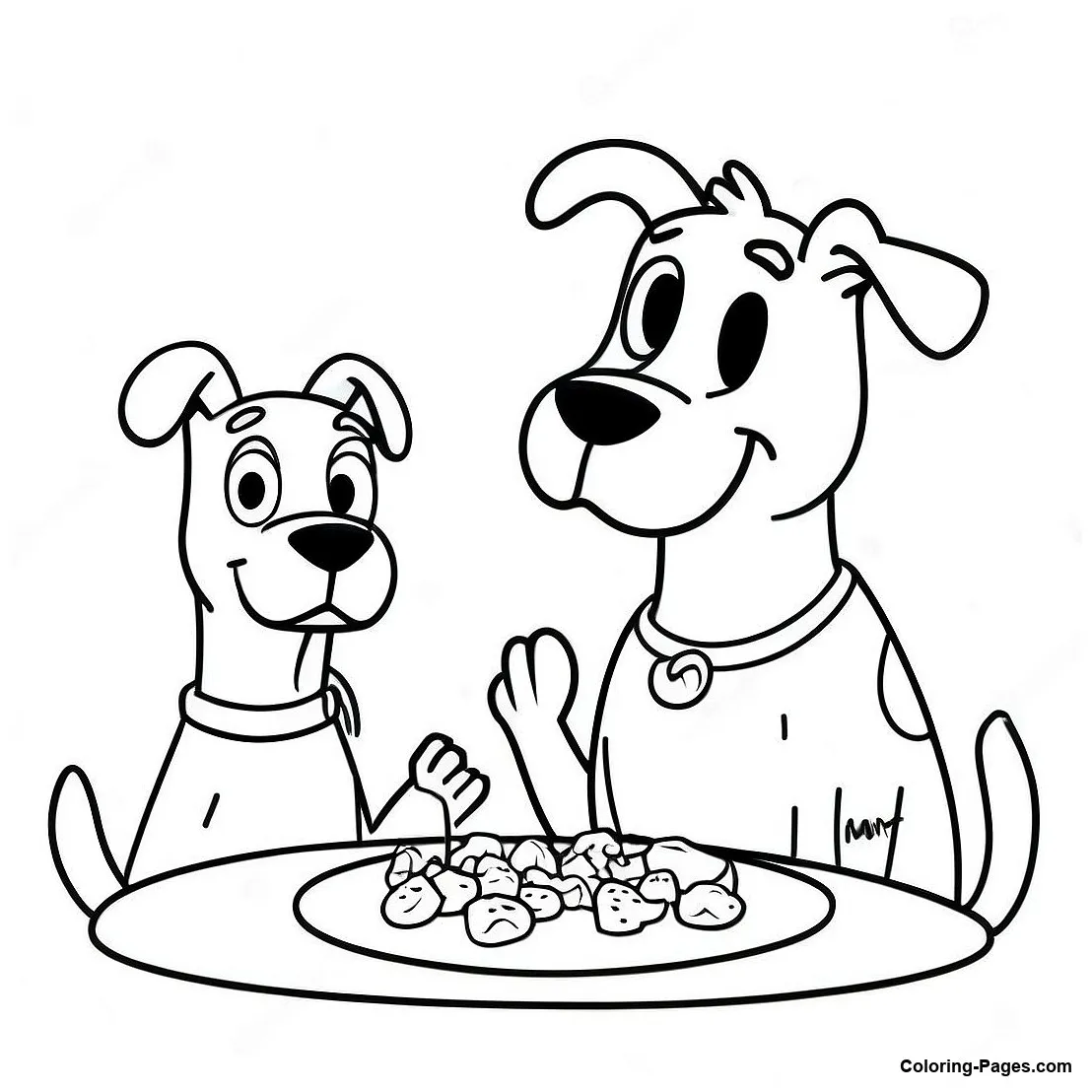 Scooby doo and shaggy eating snacks coloring page coloring-pages