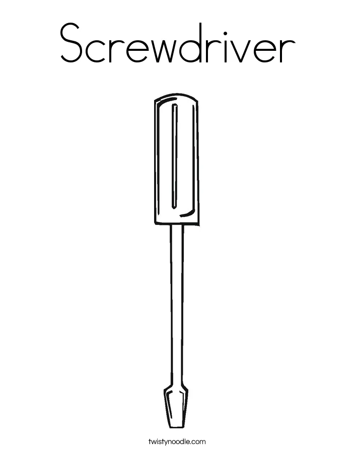 Screwdriver coloring page twisty noodle