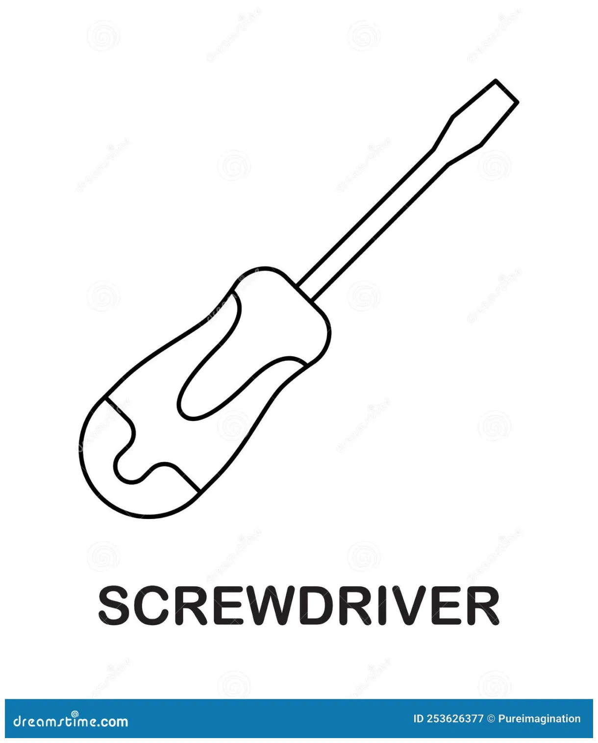 Coloring page with screwdriver for kids stock vector illustration of