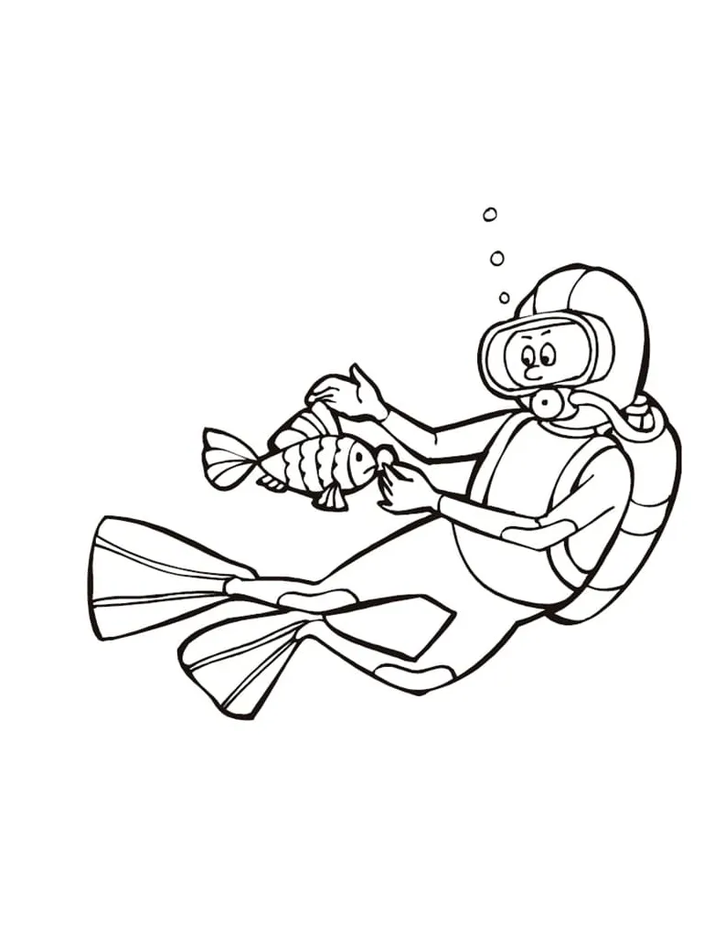 Scuba diving coloring page