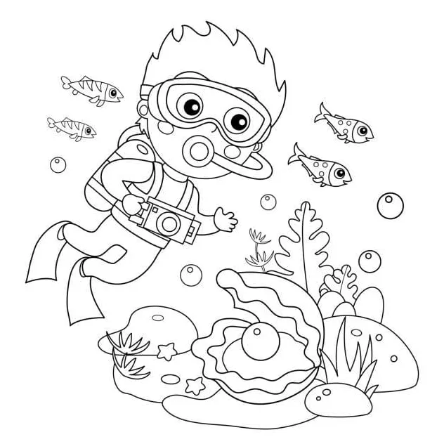 Coloring pages scuba diver