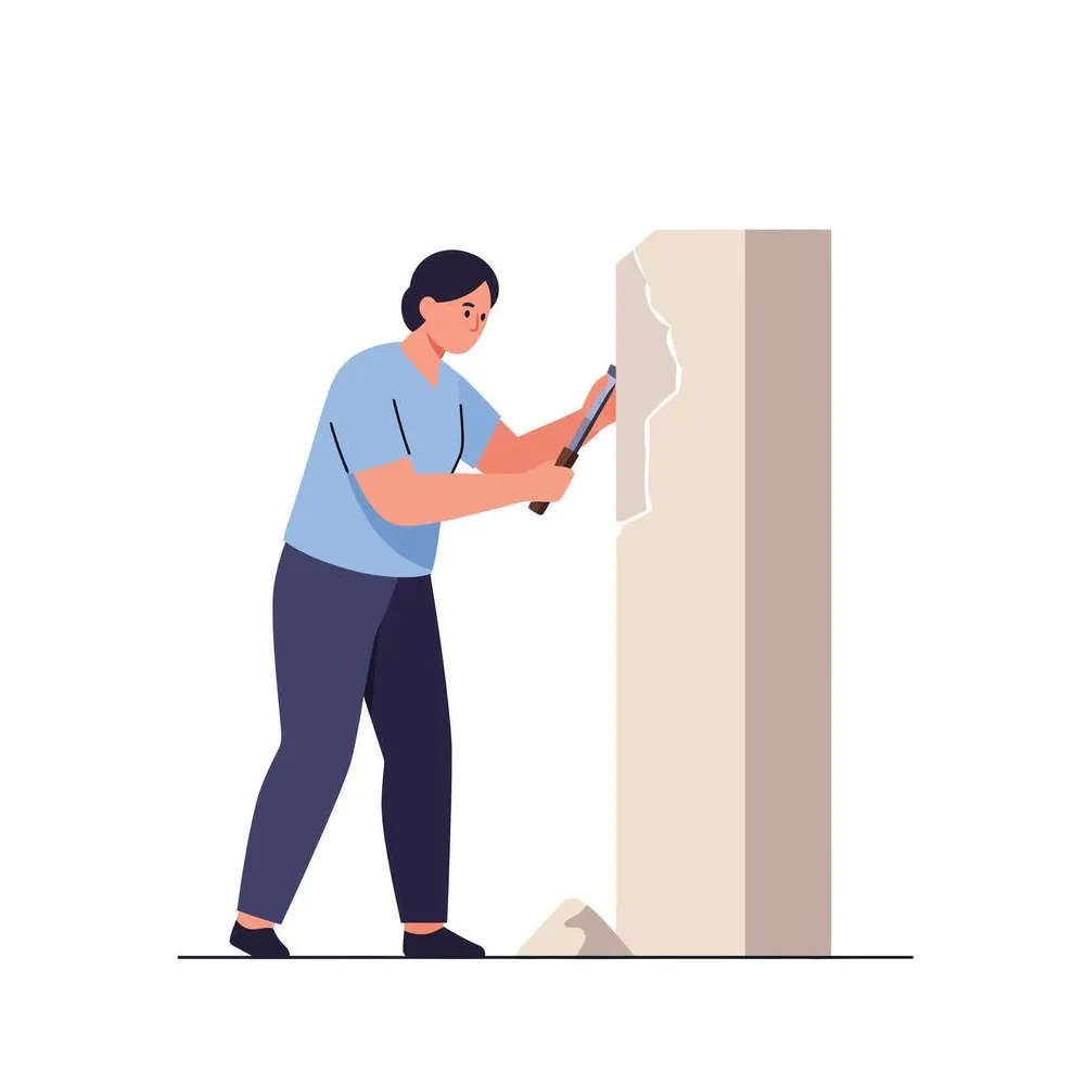Sculptor chiseling stone in minimal flat design illustration 60393154