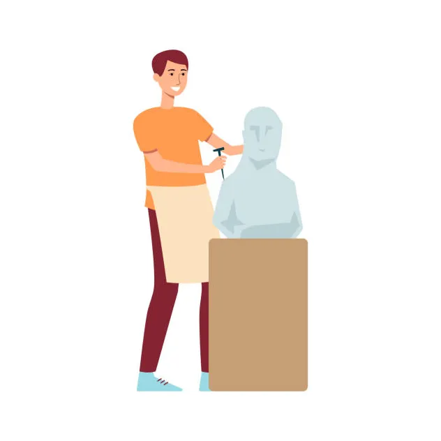 Sculptor chiseling stock vectors istock