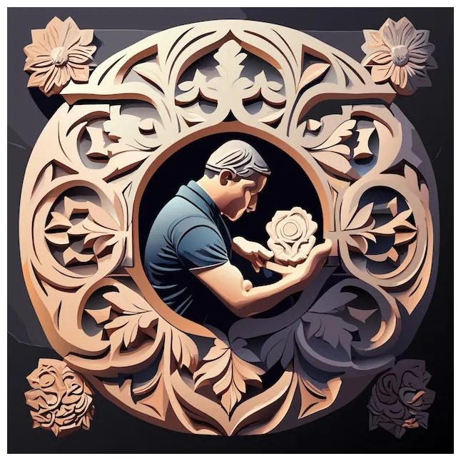 Premium vector stone elegance sculptor chiseling floral circular patterns