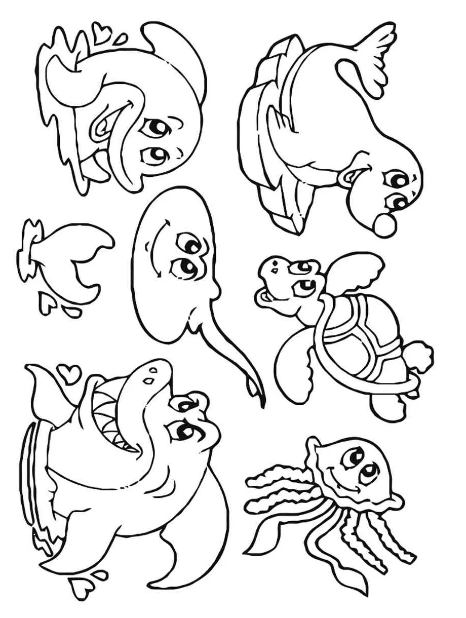 Sea animals coloring pages