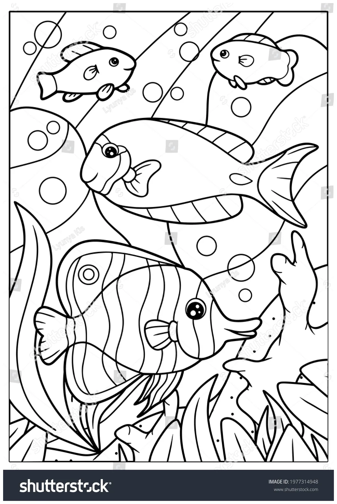 Vector illustration coloring page sea animals stock vector royalty