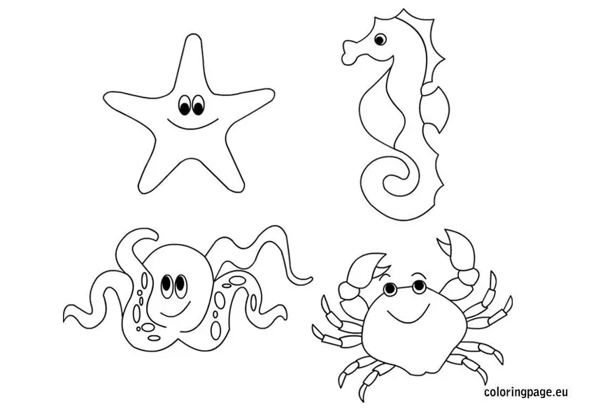 Sea animals coloring page coloring page printable coloring page