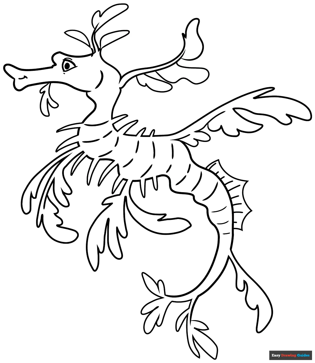 Leafy sea dragon coloring page easy drawing guides