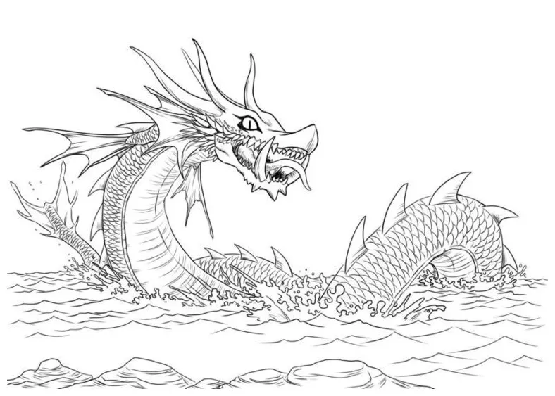 Sea dragon water dragon coloring pages & book for kids printable coloring page
