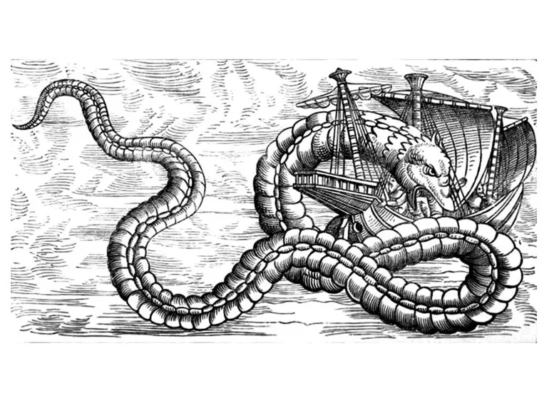 Coloring page sea dragon attacks ship free printables img 11283