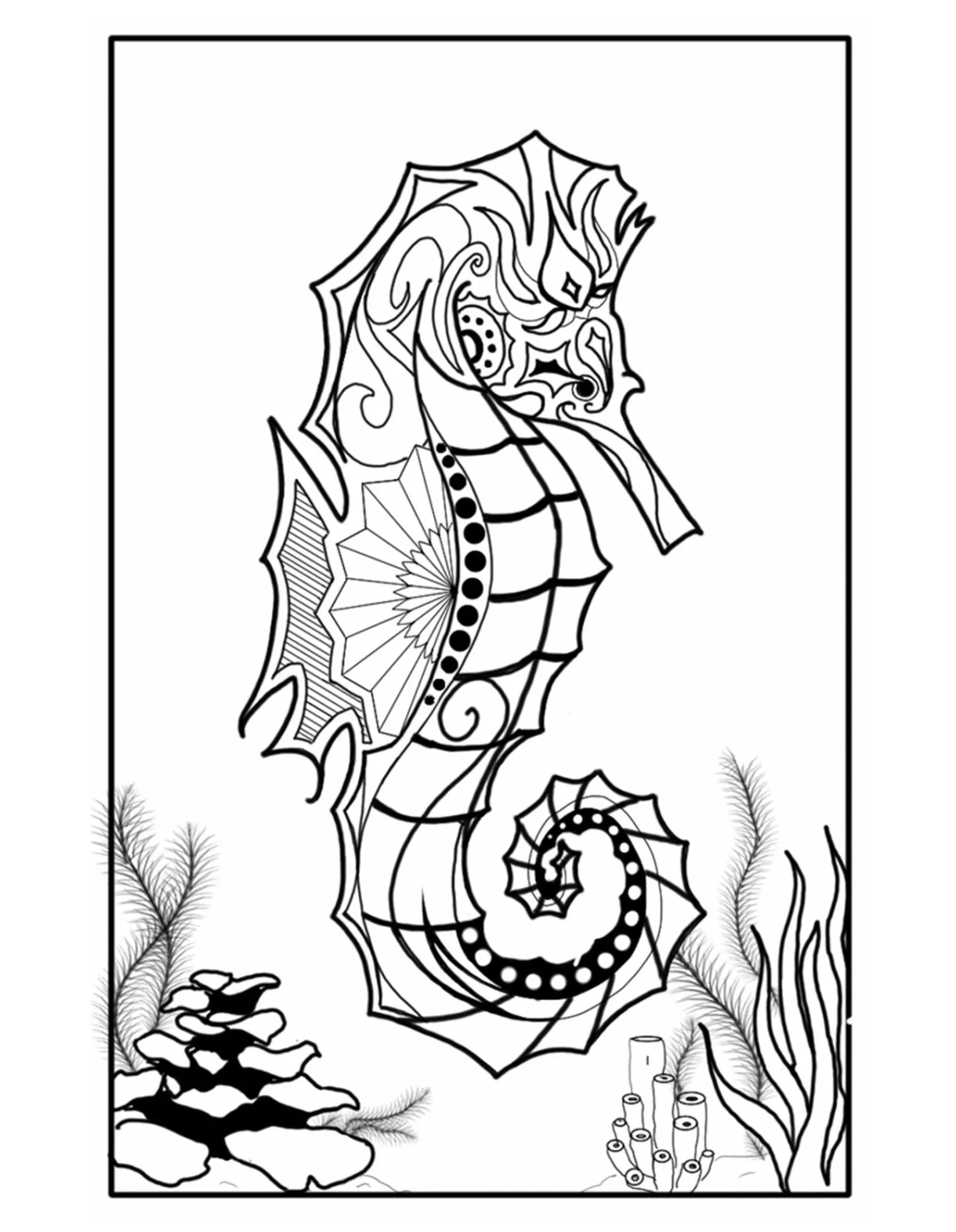 Abstract mermaid coloring pages
