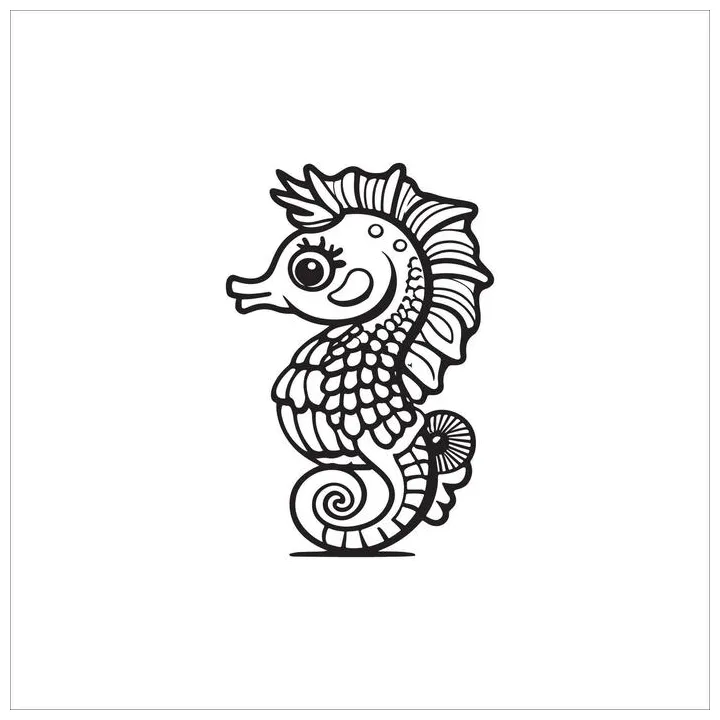 Sea horse coloring page vector art, icons, and graphics for