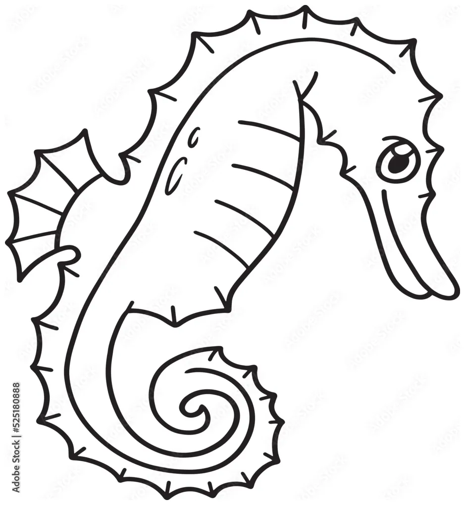 Sea horse isolated coloring page for kids stock vector adobe stock